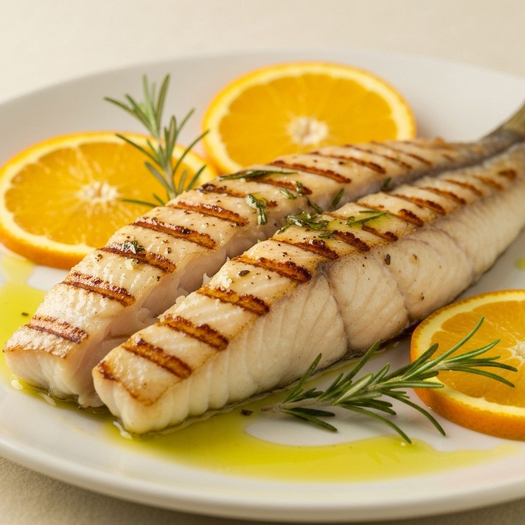 Wood-fired citrus halibut