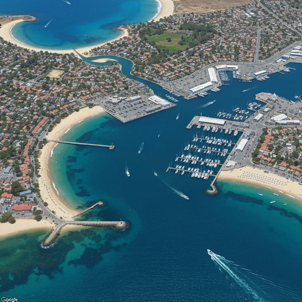 Santa Barbara Harbor aerial satellite map view